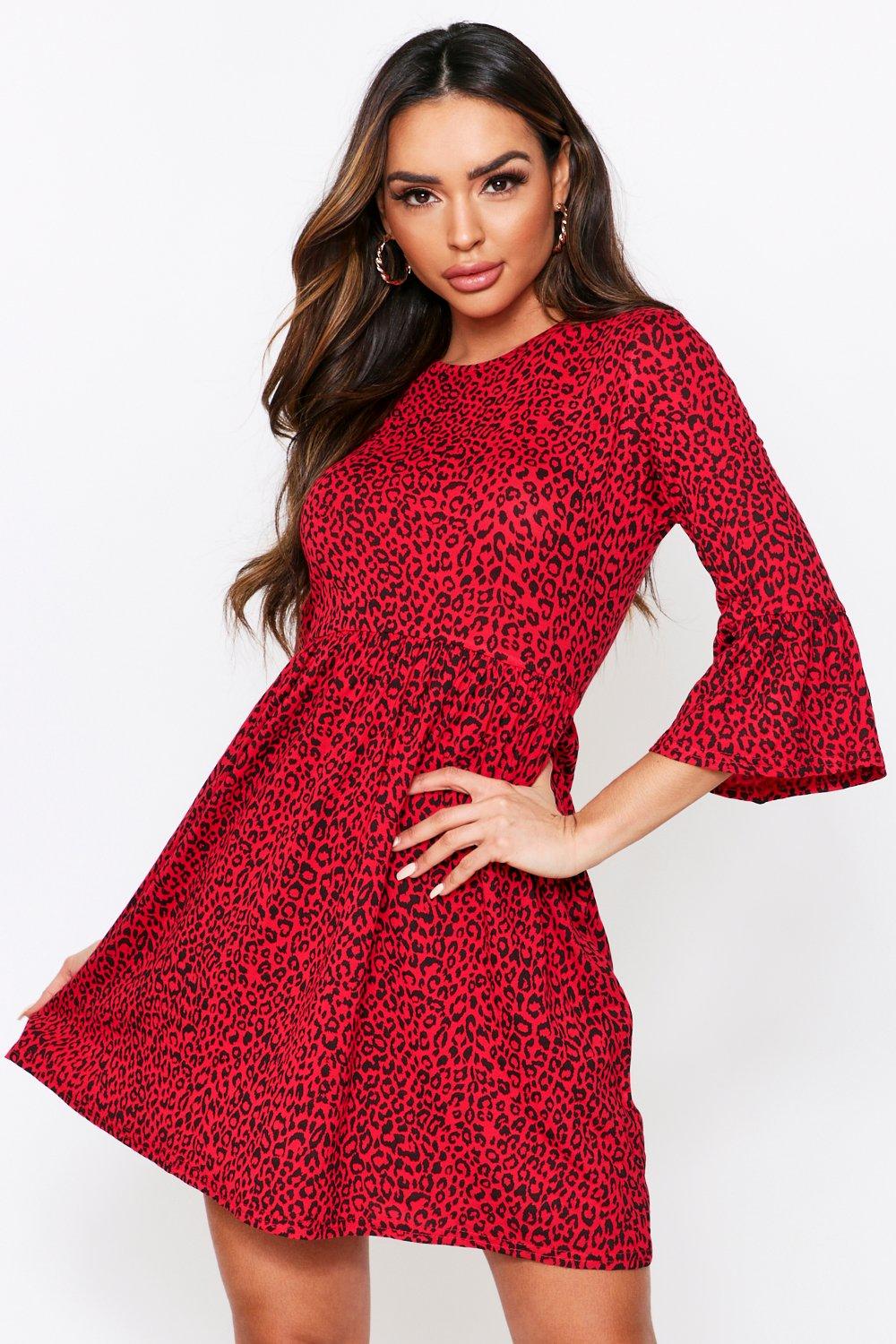 red leopard print frill dress