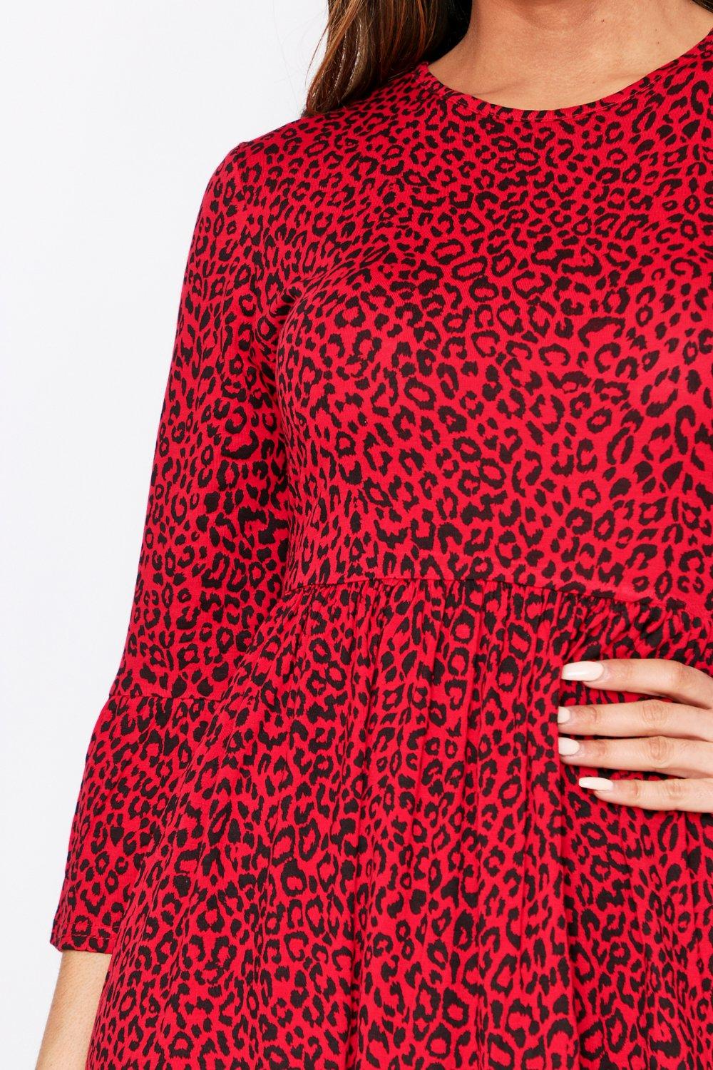 red leopard print frill dress