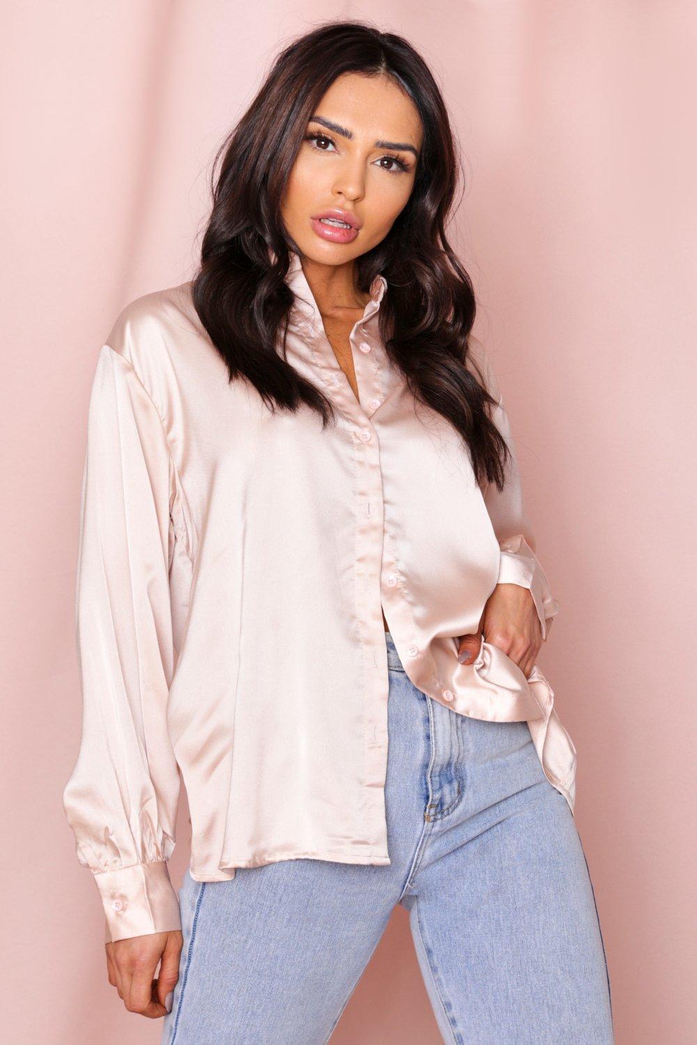 satin balloon sleeve top