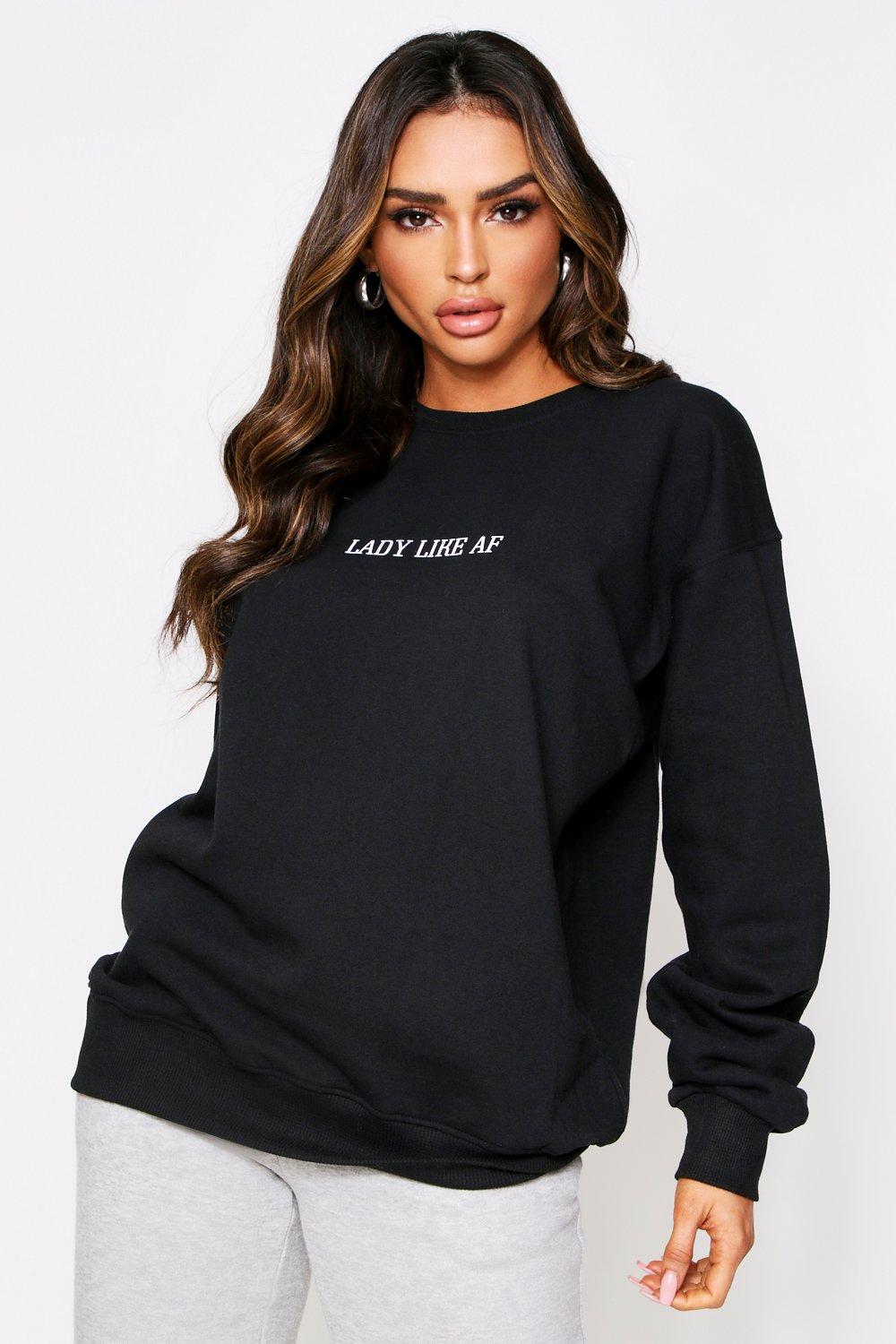 slogan sweatshirt ladies