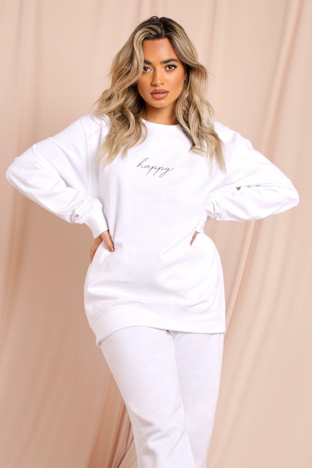 white oversized sweatshirt