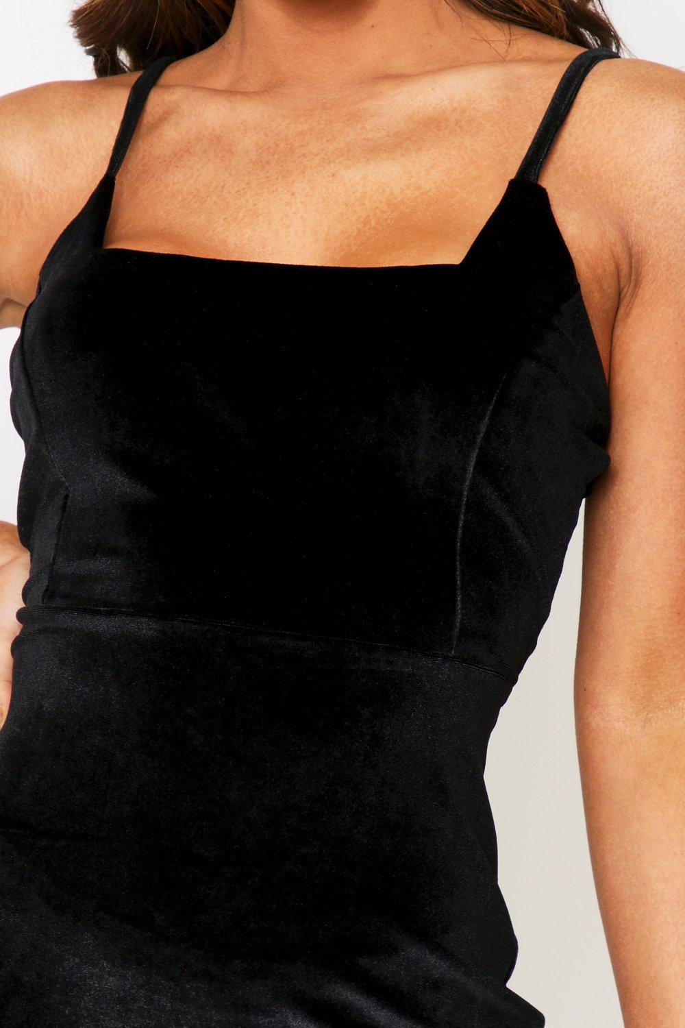 black velvet square neck dress