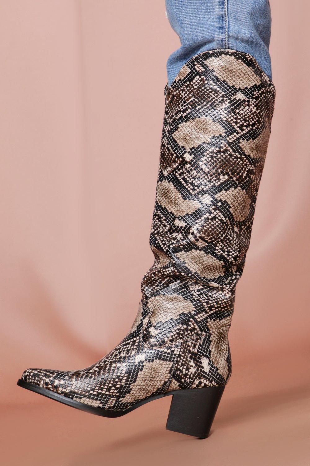 snake print boots