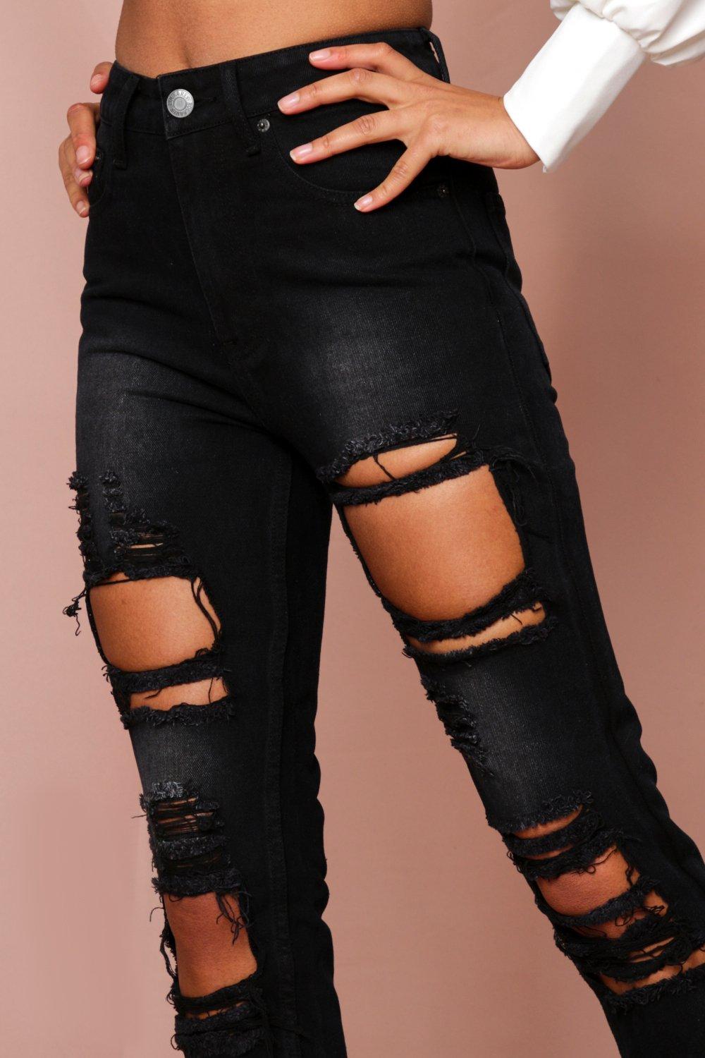 extreme ripped jeans black