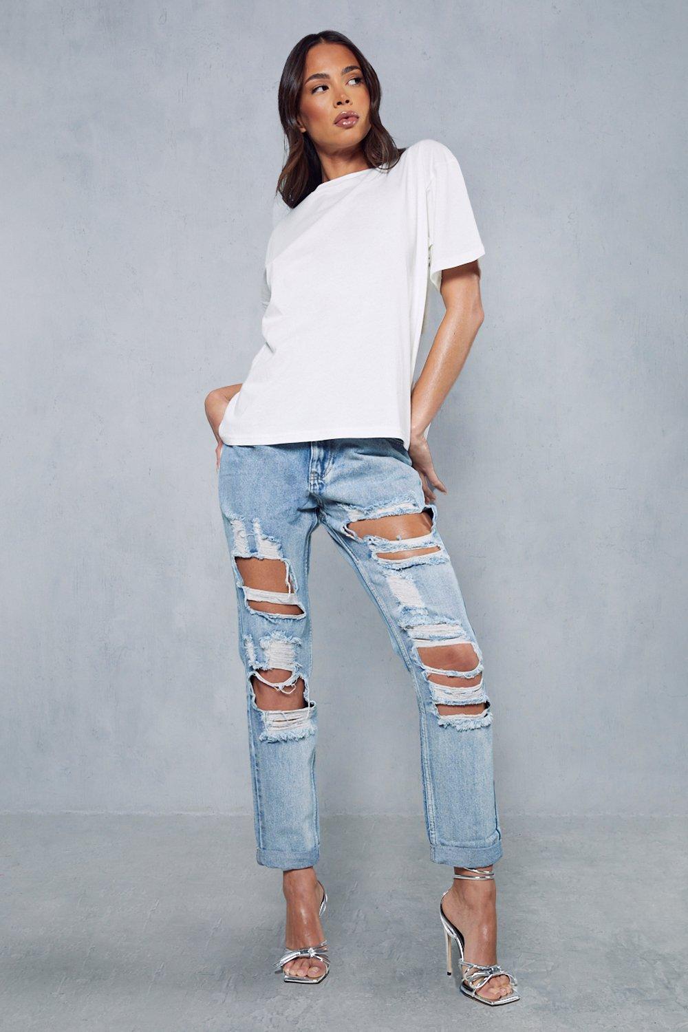 distressed mum jeans