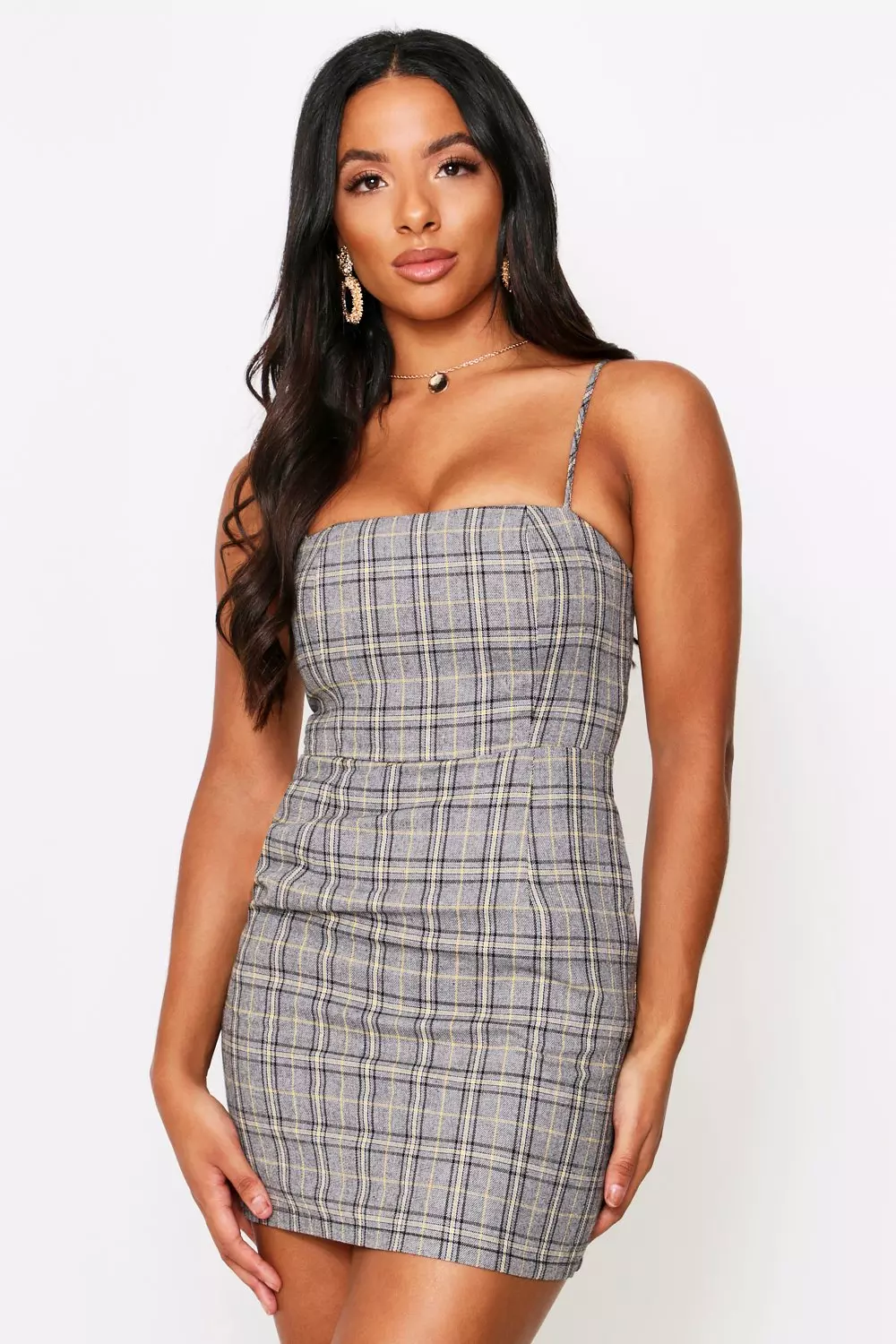 Checked Square Neck Cami | Misspap UK