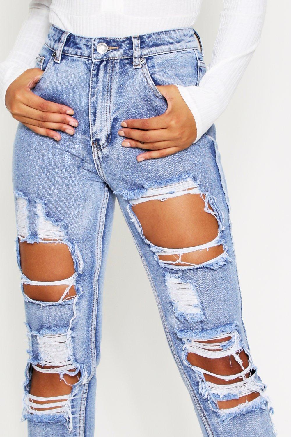 light wash distressed mum jeans