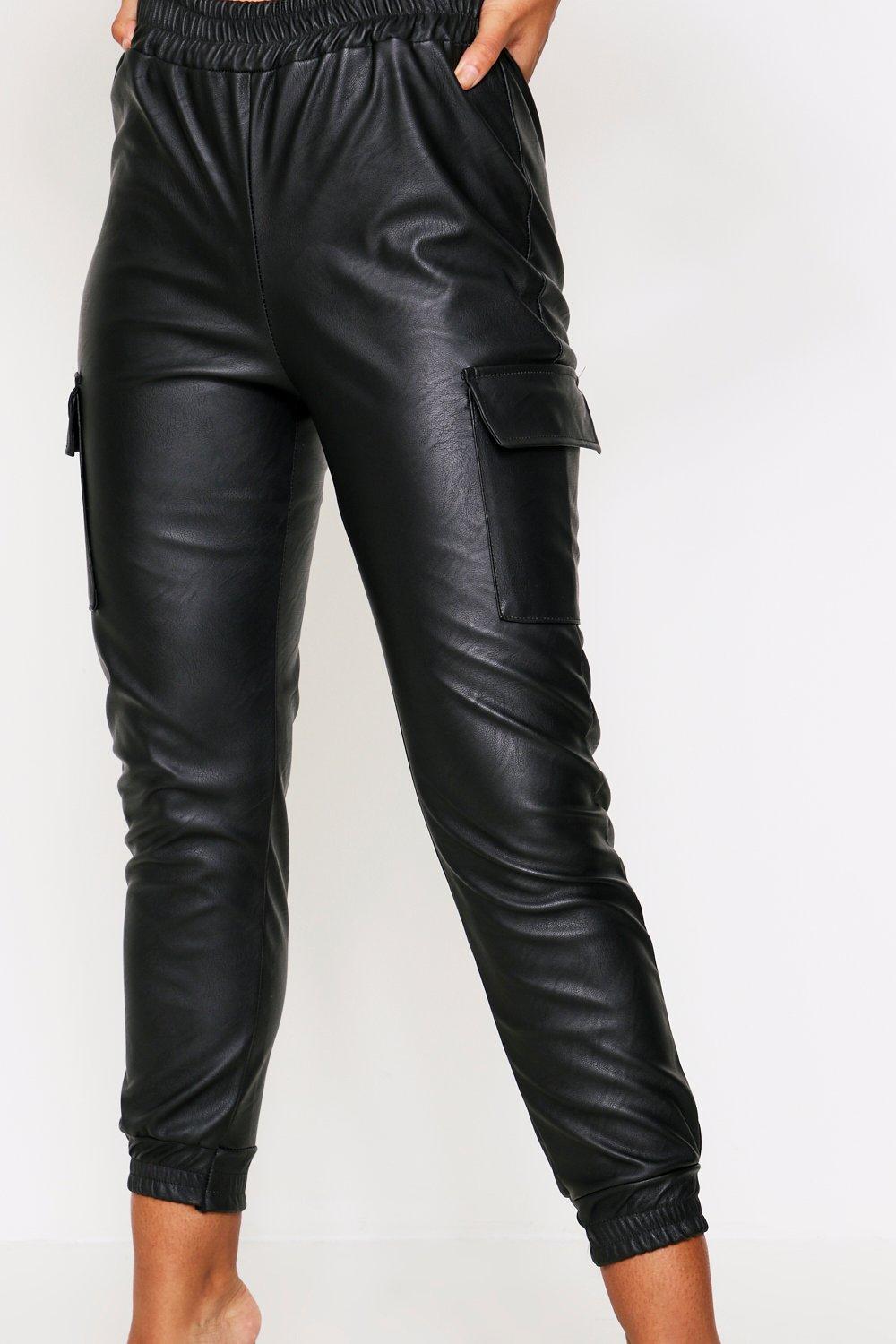 leather look cargo pants