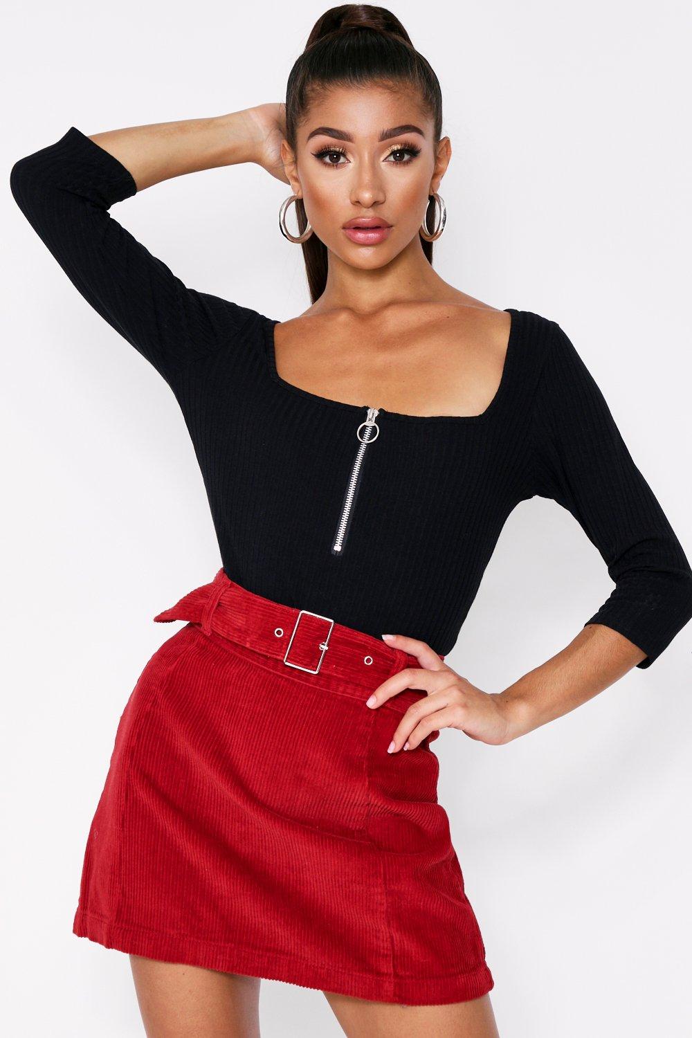 red belted skirt