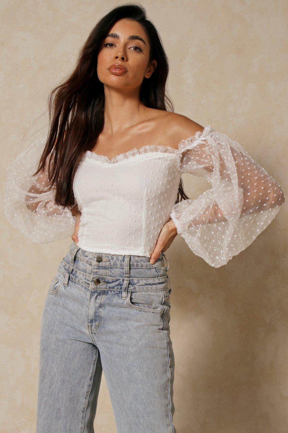 spotty mesh top