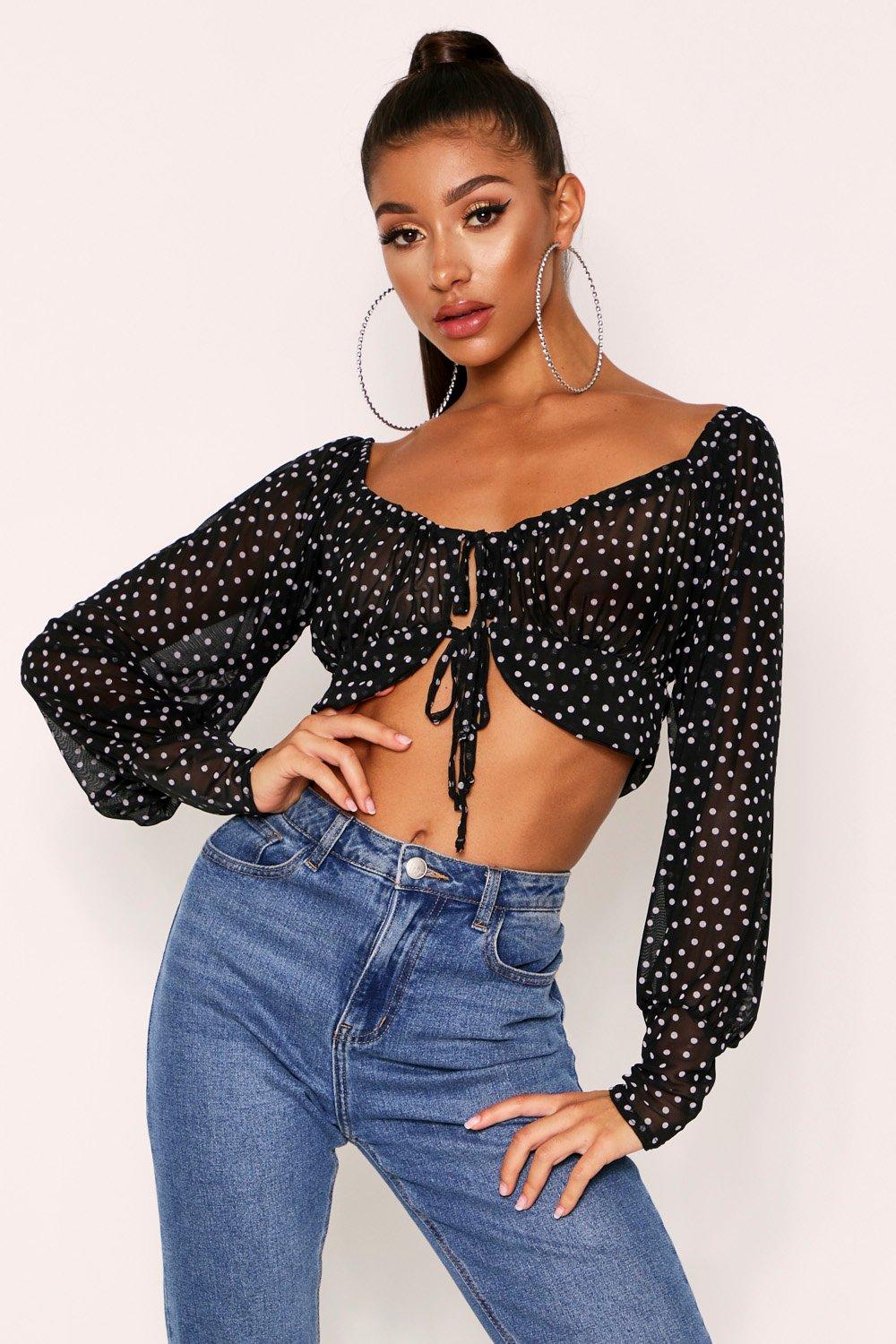 tie front mesh top