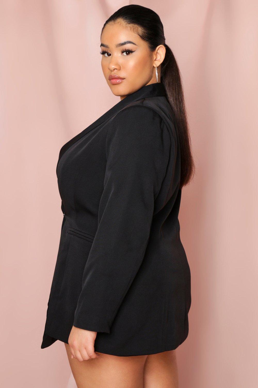 black asymmetric blazer dress