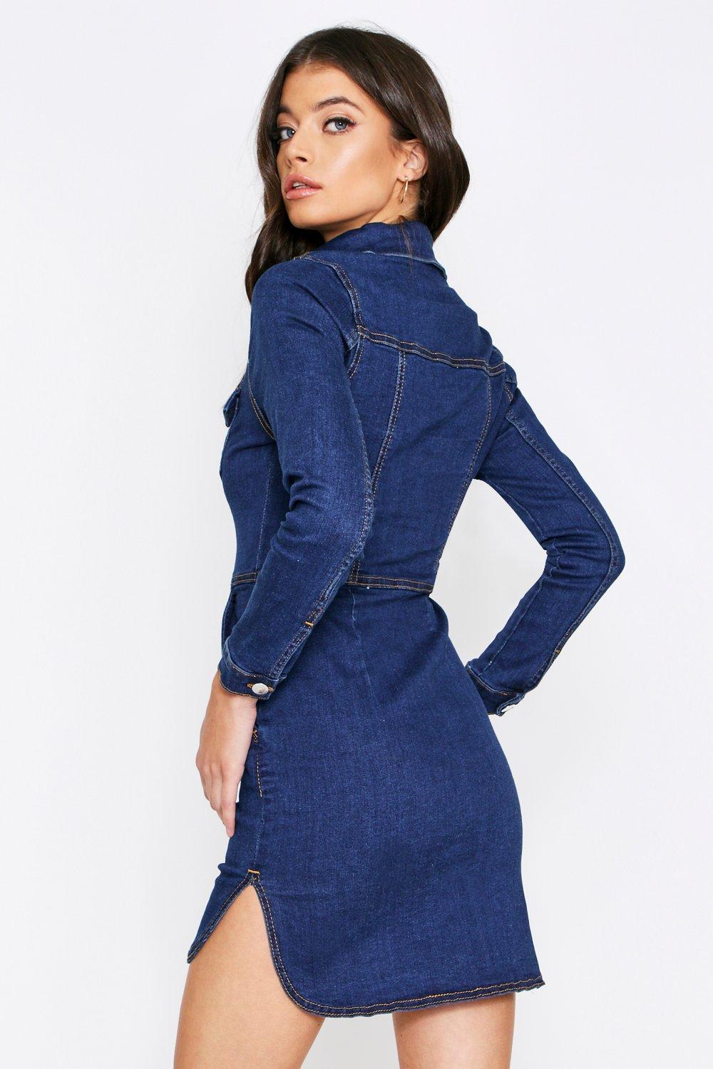 long sleeve denim dress