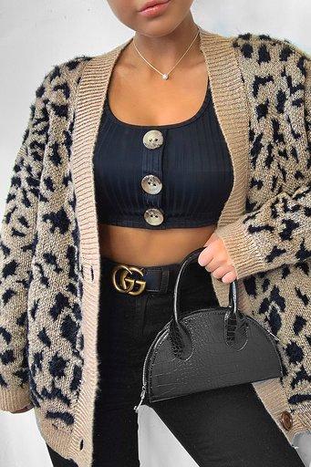 oversized animal print cardigan