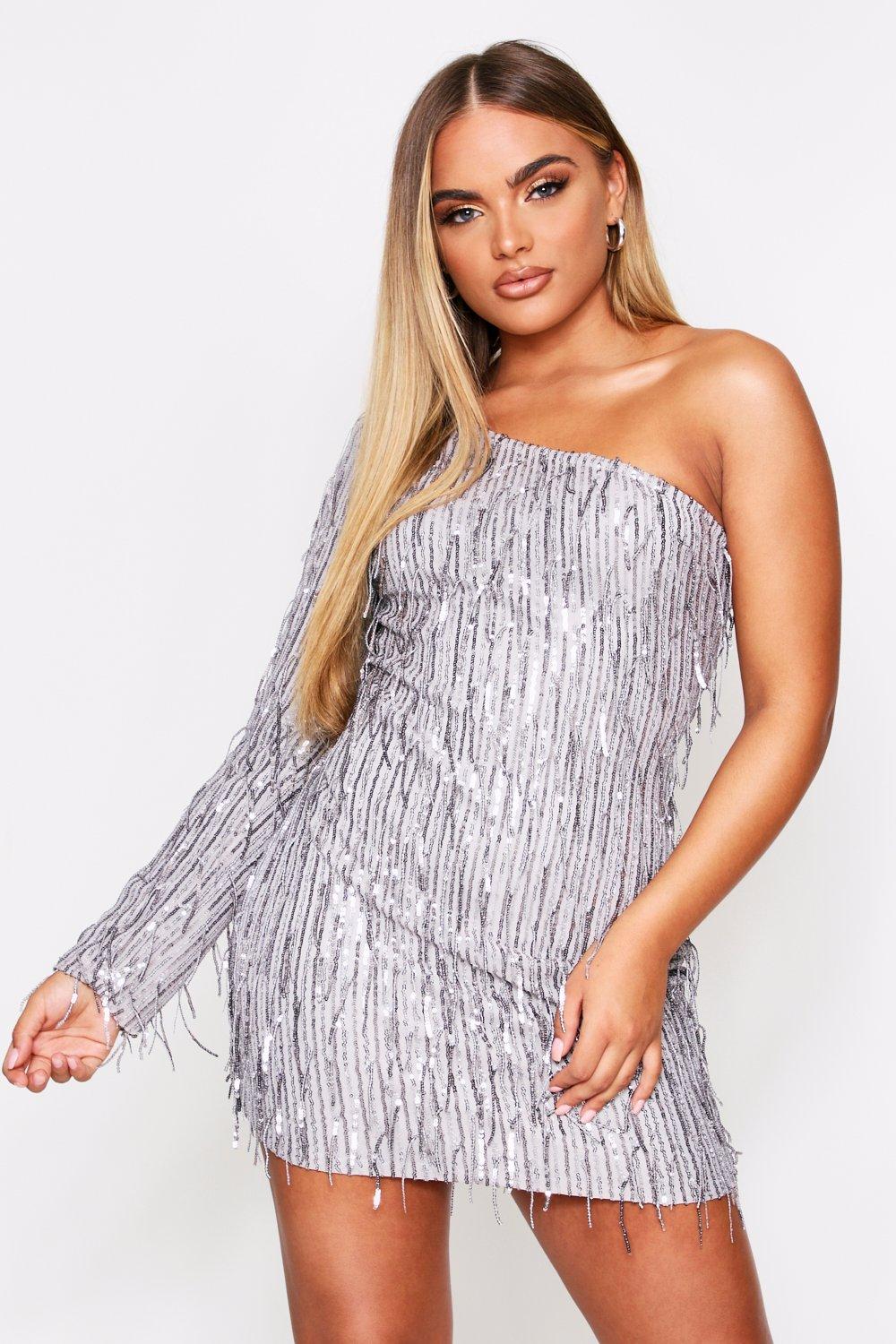 silver tassel dress