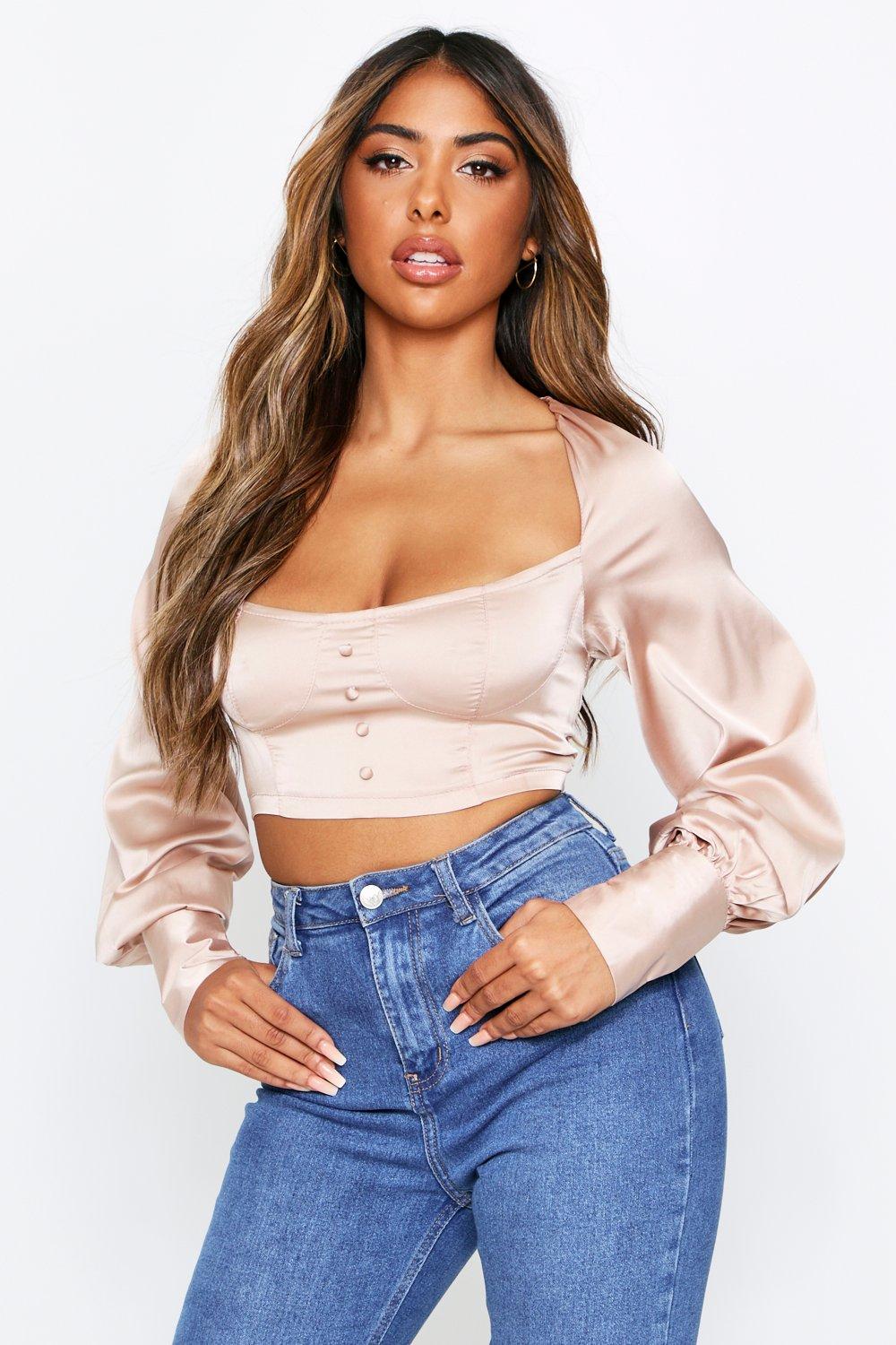 square neck satin top