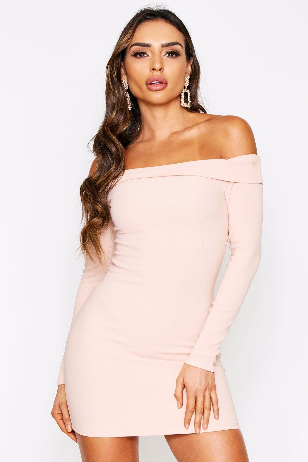 long sleeve bardot dress