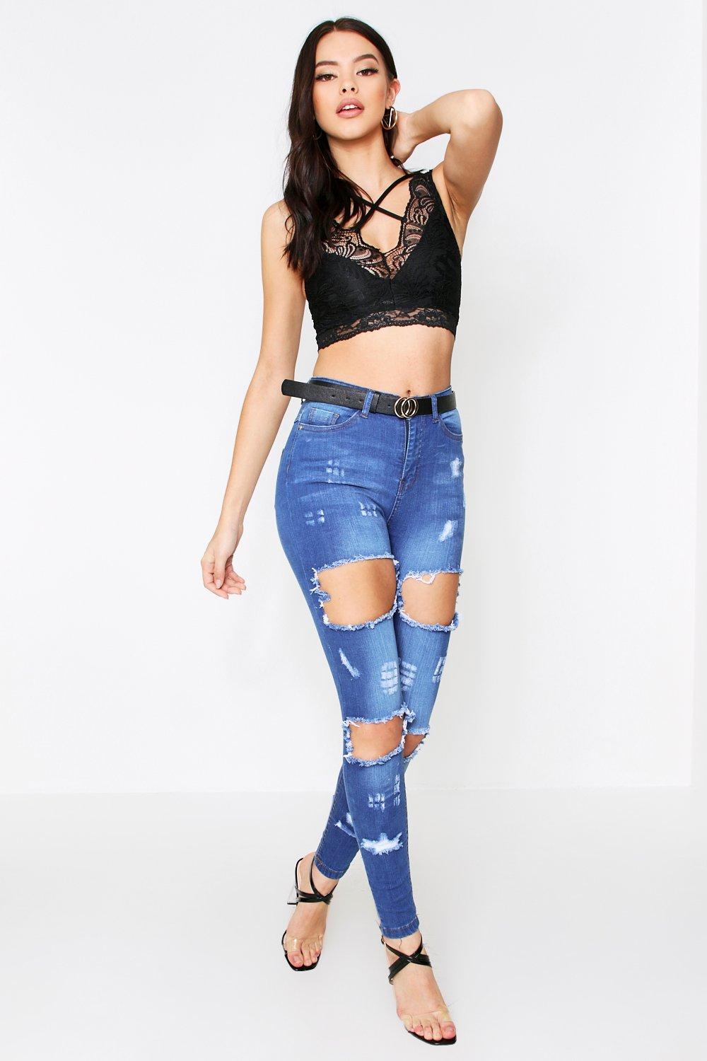 Extreme Ripped Distressed Skinny Jeans 