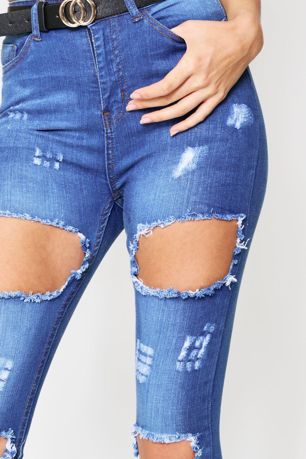 extreme distressed skinny jeans