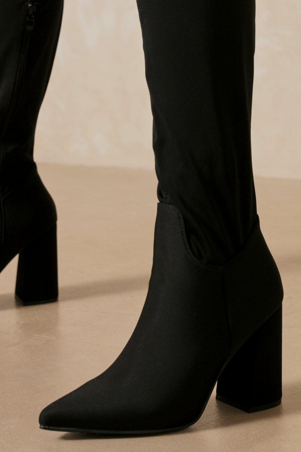 thigh high pointed toe boots