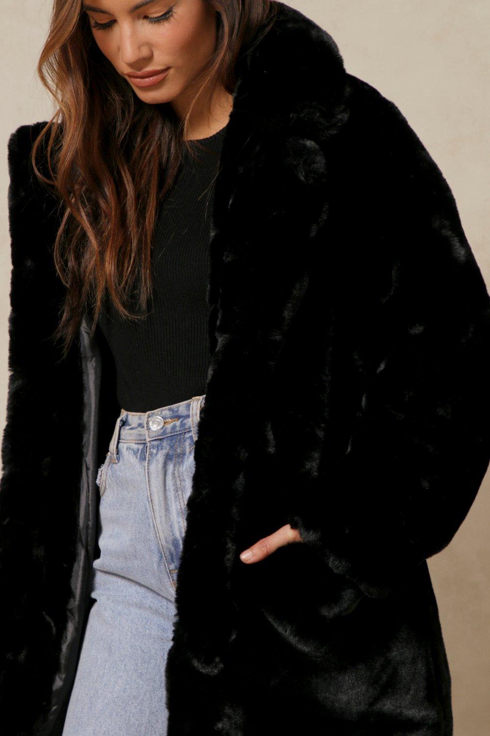 black faux mink jacket