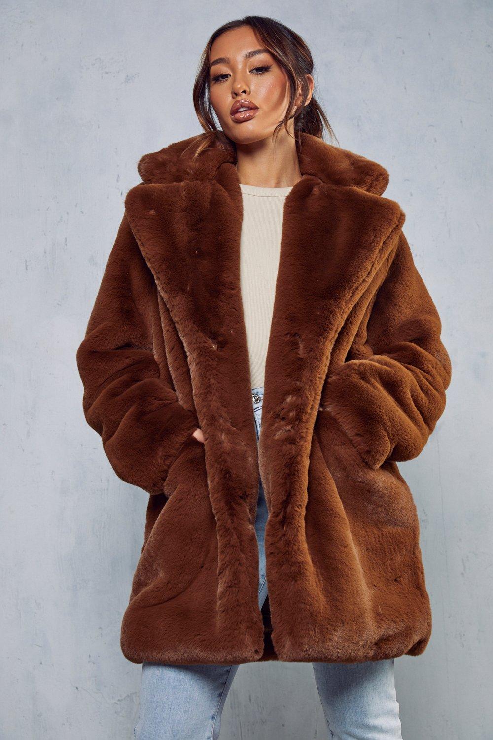 Oversized Faux Fur Coat Misspap UK