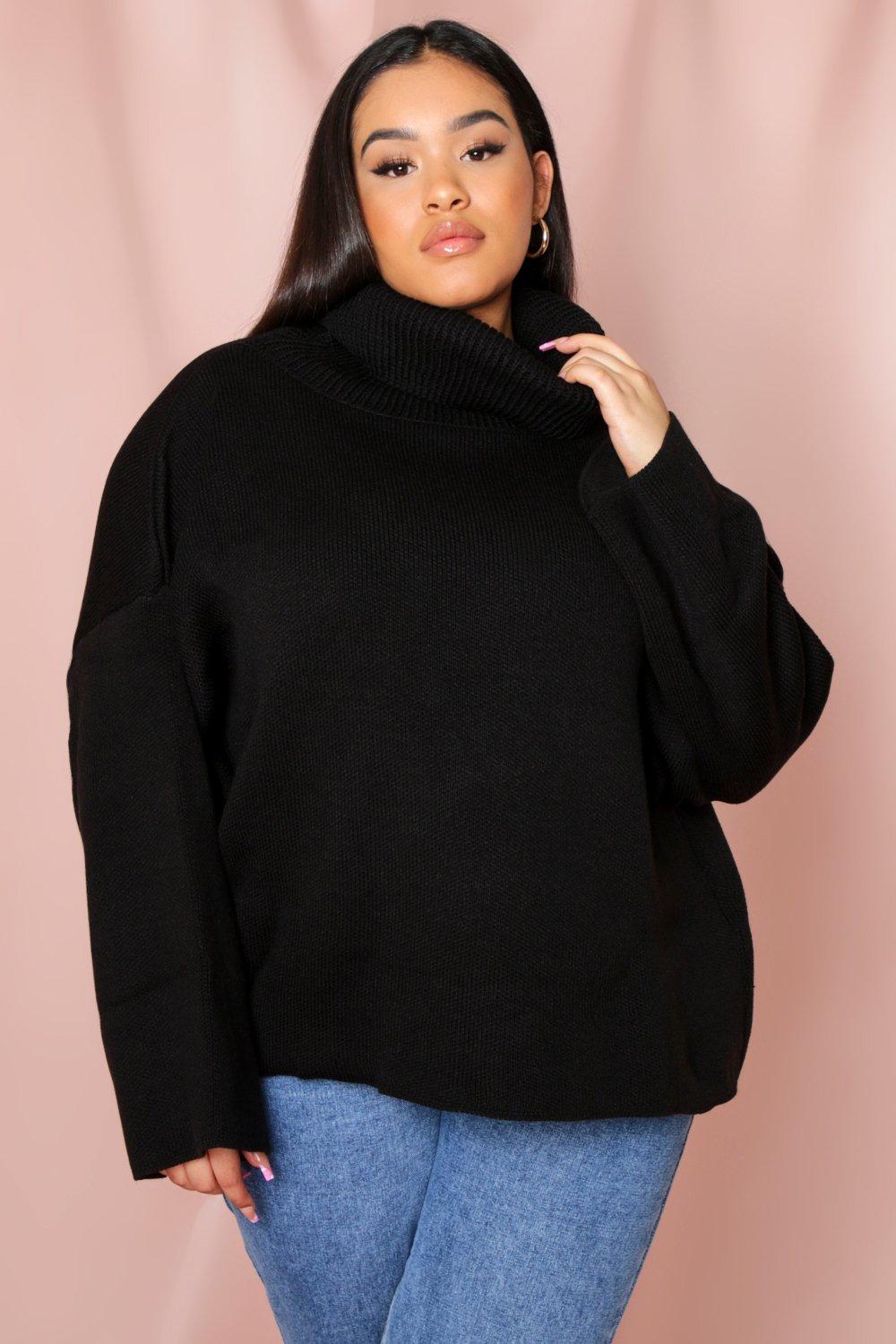 black high neck oversized jumper