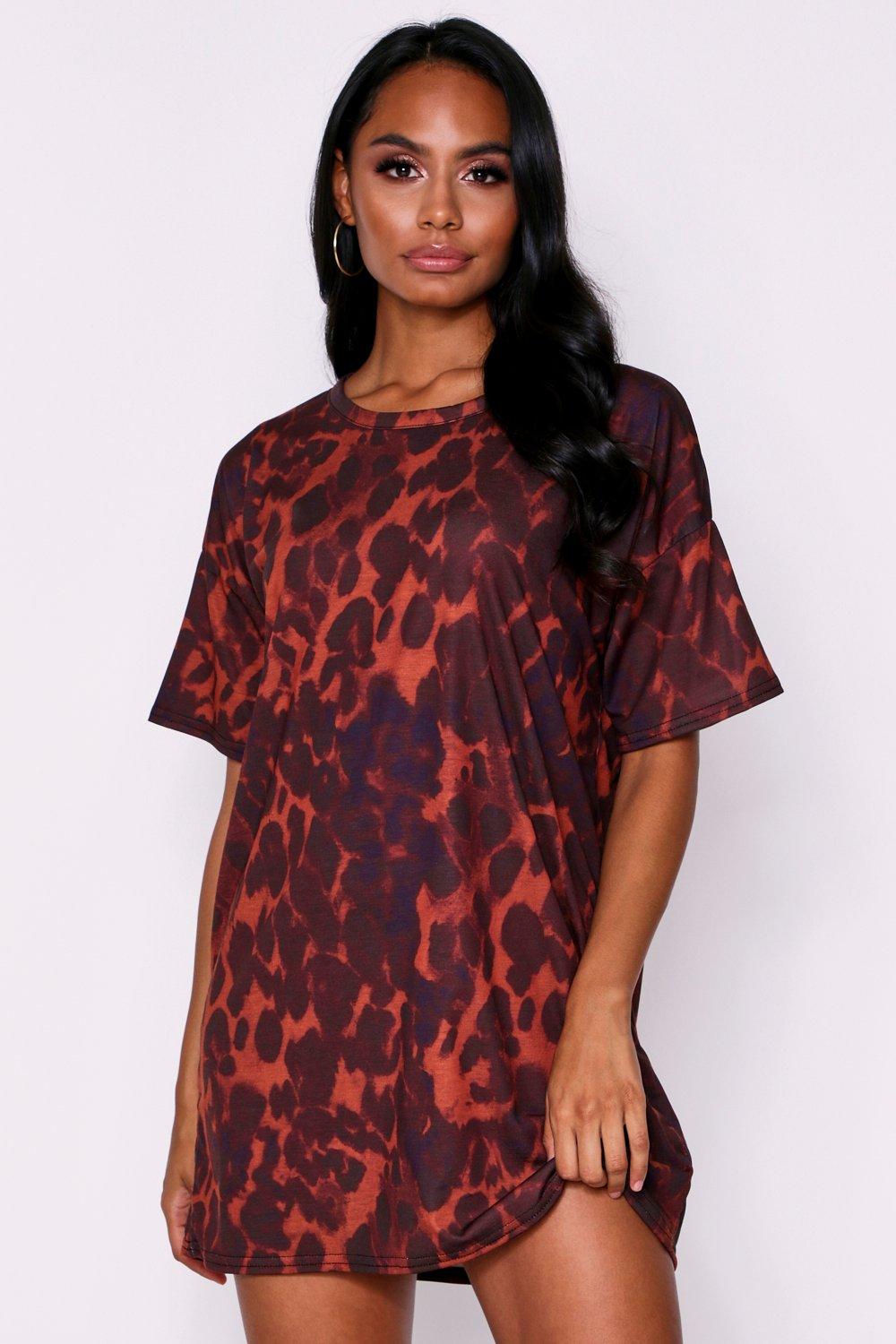 animal print t shirt dress