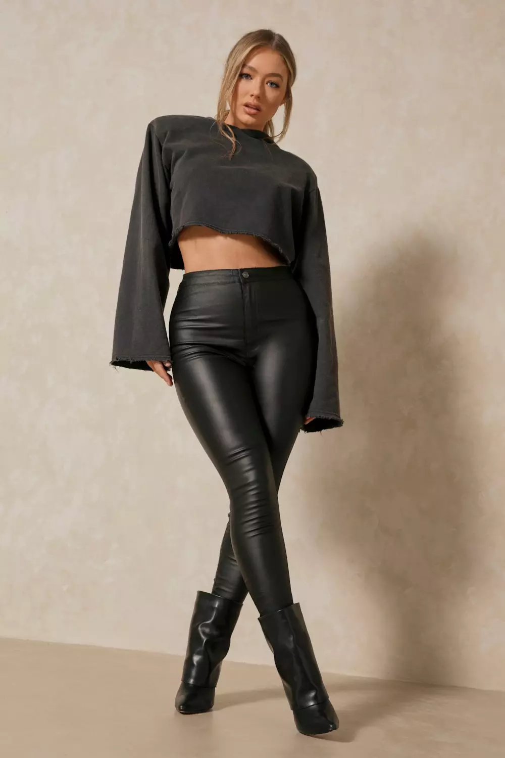 Leather Look Skinny Jeans | Misspap UK