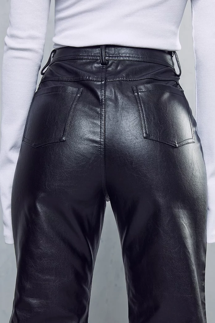 High Waisted Straight Leg Faux Leather Pants | Misspap UK