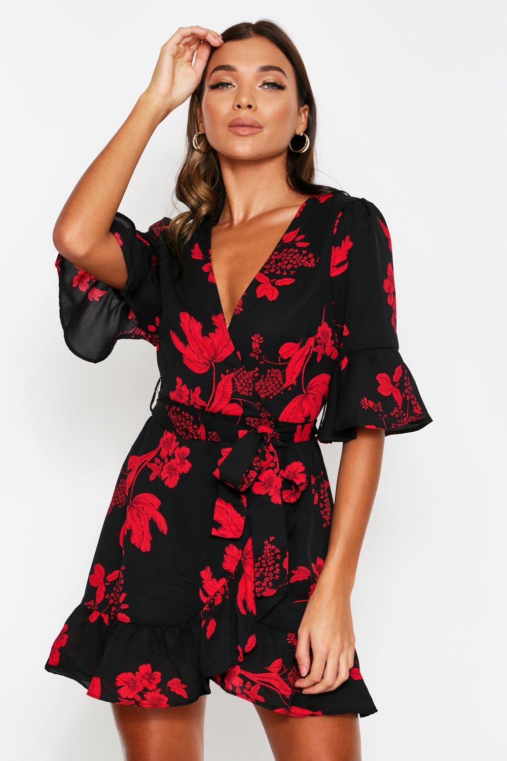 frill detail wrap dress