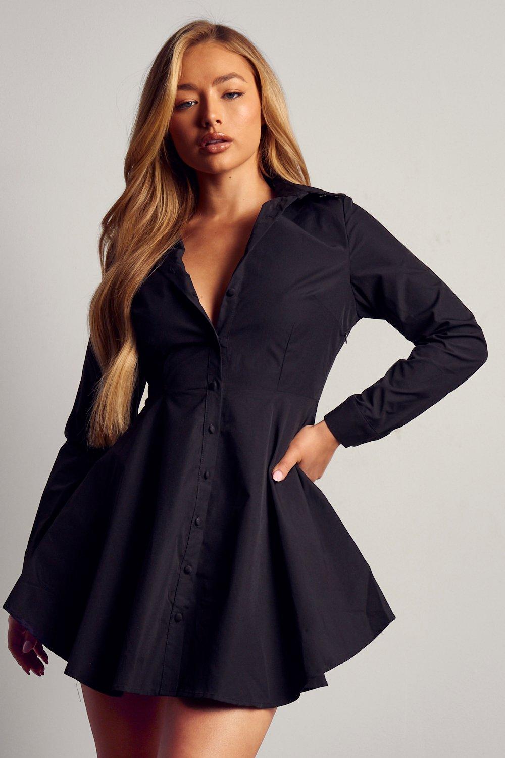 button front skater dress