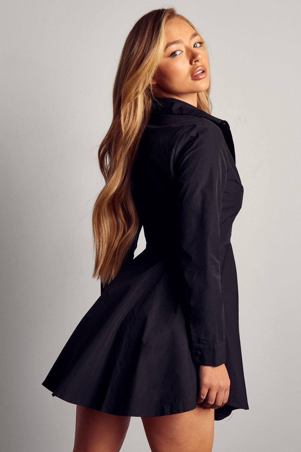 black skater shirt dress