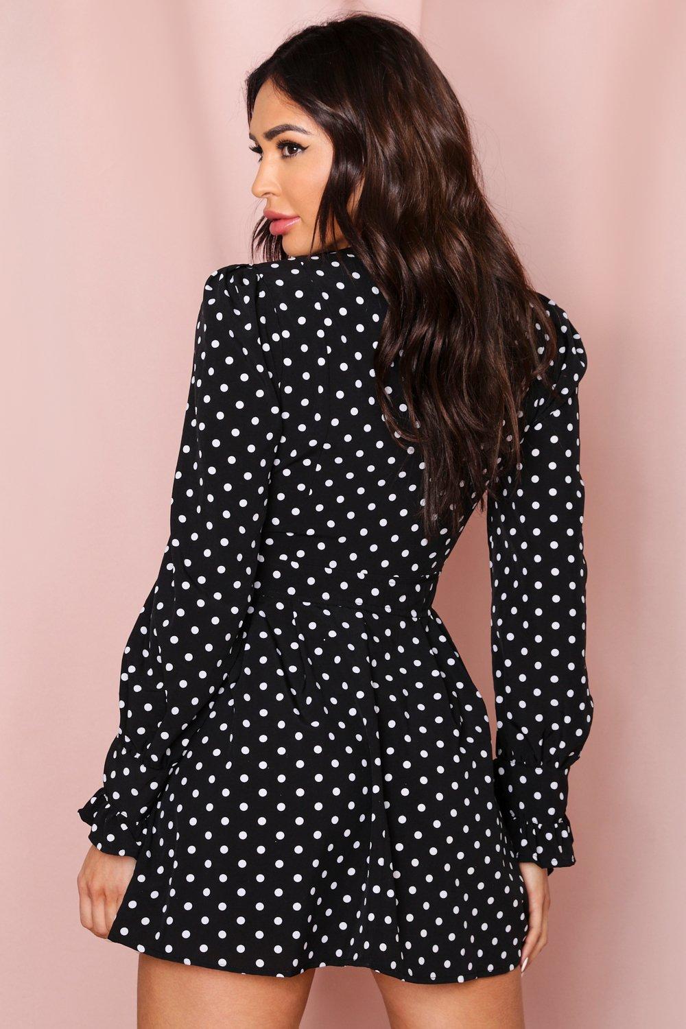 polka dot button front dress