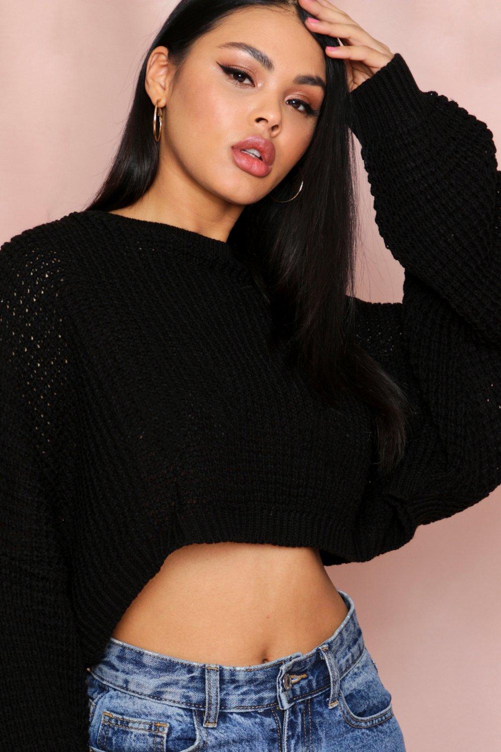 black oversized cropped jumper