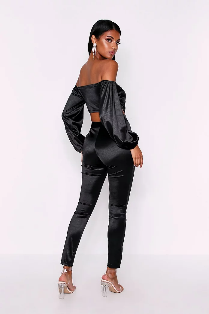High Waisted Skinny Fit Satin Pants
