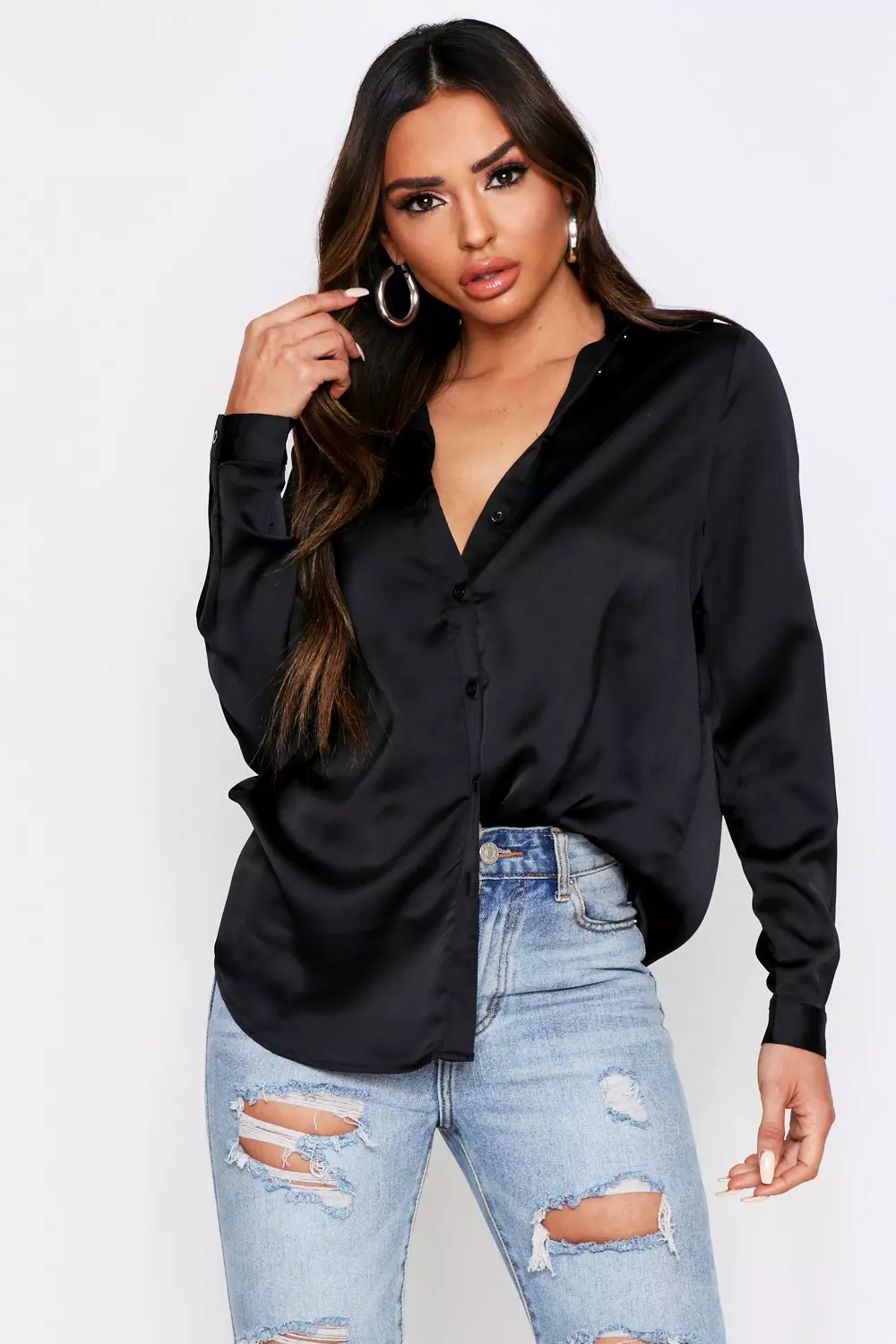 Satin Oversized Shirt | Misspap UK