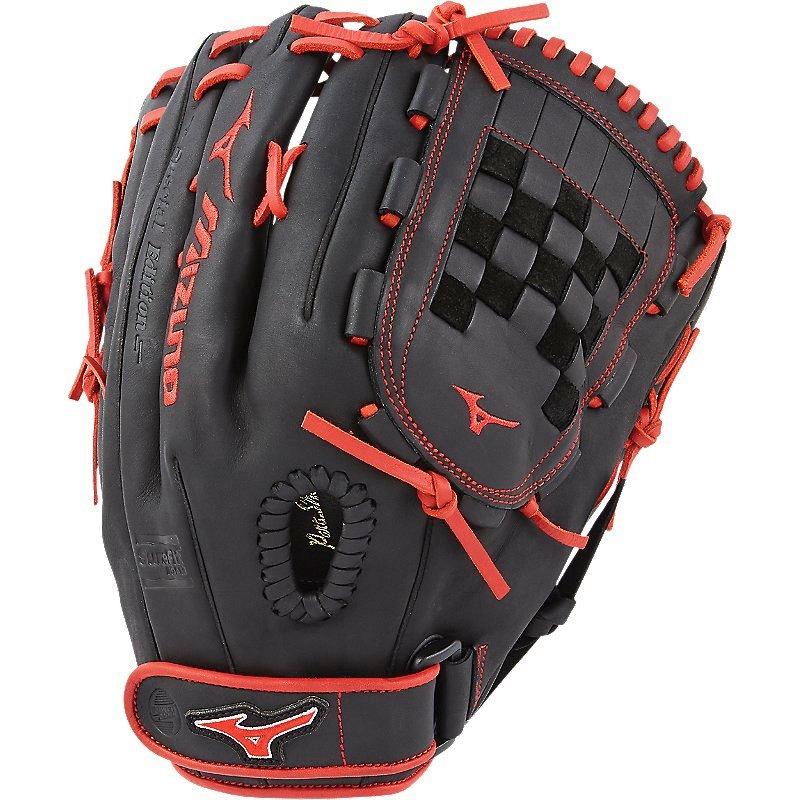 red softball glove