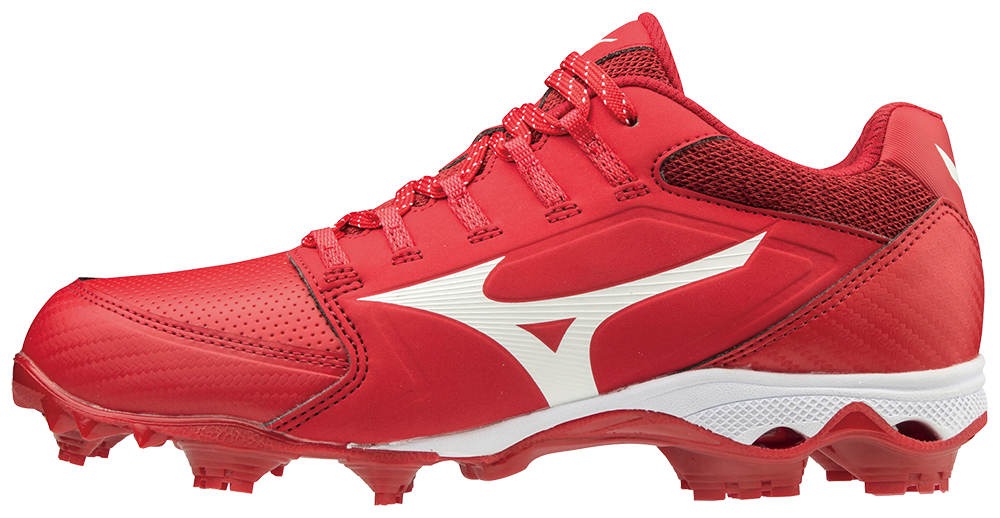 red mizuno softball cleats