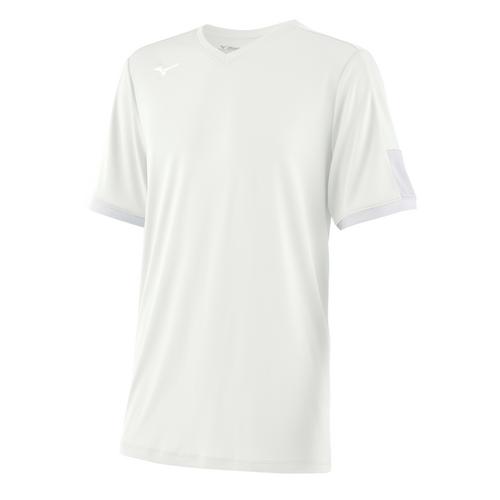Elbow-Sleeve V-Neck Lettering Print Button Baseball Shirt