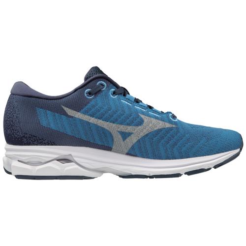 Blue Mizuno Womens Wave Rider Waveknit 3 Running Shoes Trainers Sneakers 