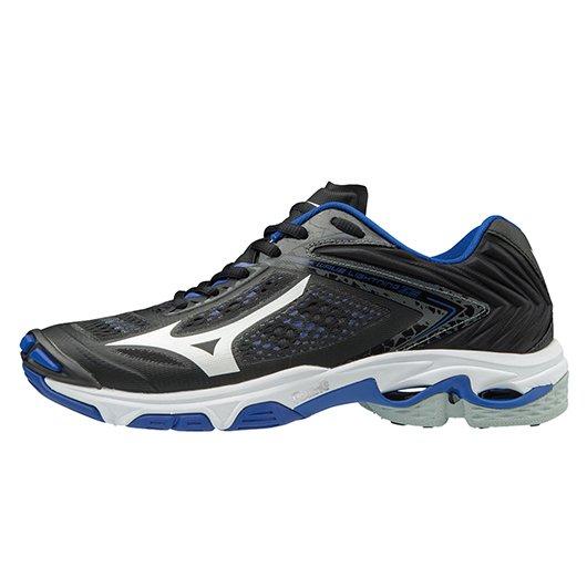 black and royal blue mizuno volleyball shoes