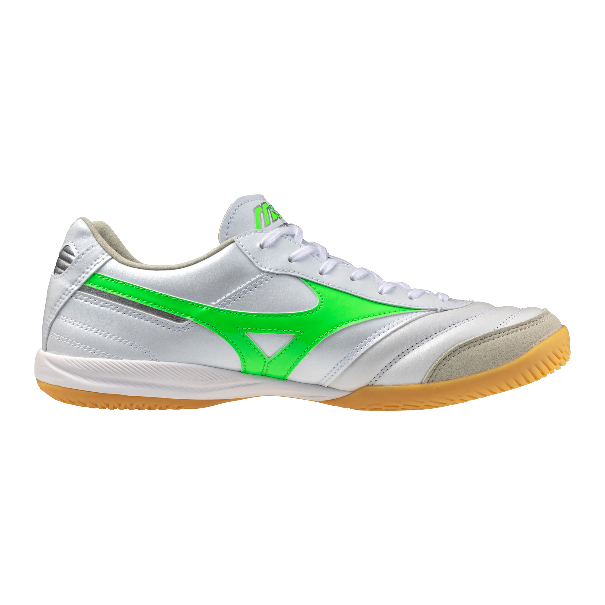 Morelia Sala Elite IN Indoor Soccer Shoe, White/Neon Green