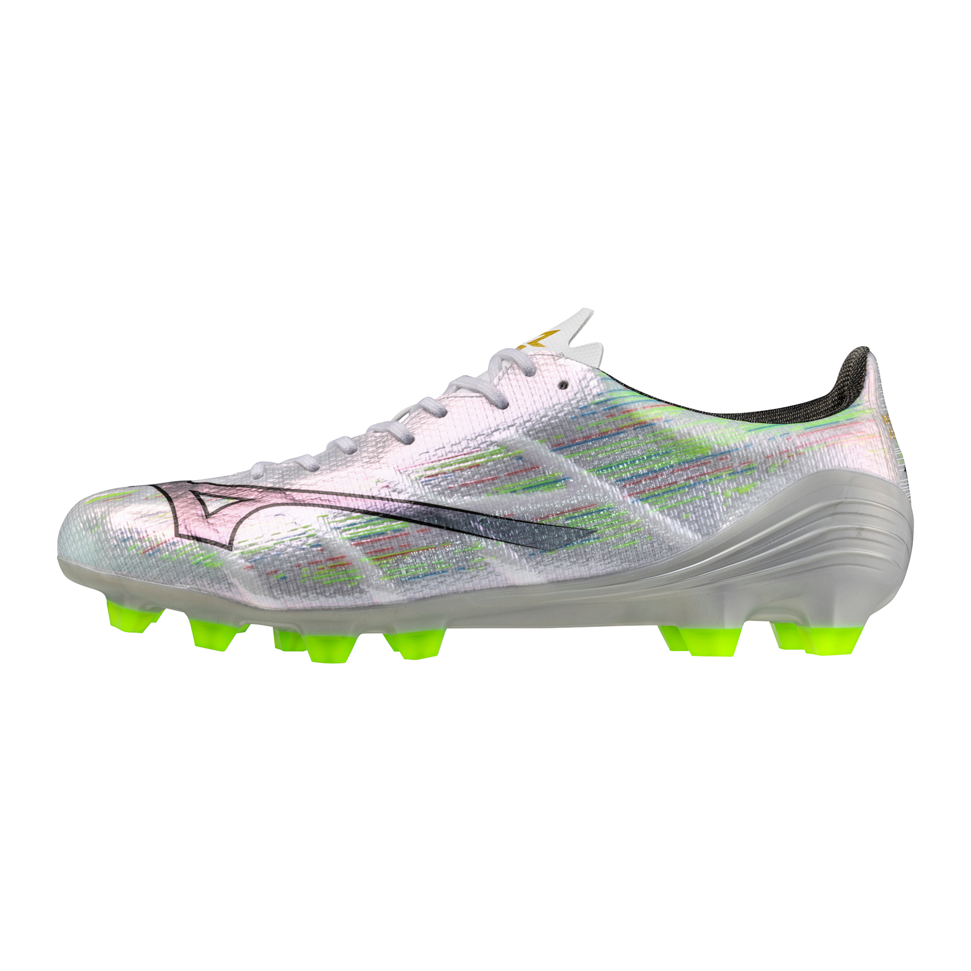 MIZUNO α Ⅱ Pro 24 Mizuno Alpha II Pro FG Firm Ground Soccer Cleat, White/Neon Green