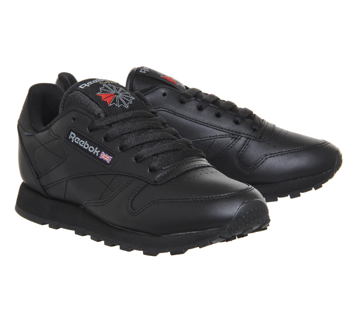 Reebok Classic Leather Trainers Black Leather - Office Girl