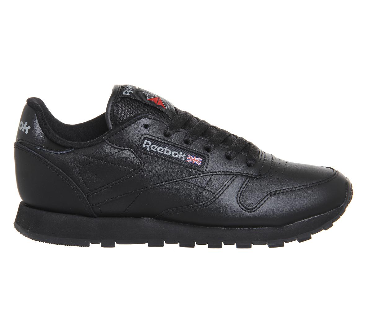 Reebok Classic Leather Trainers Black Leather - Office Girl