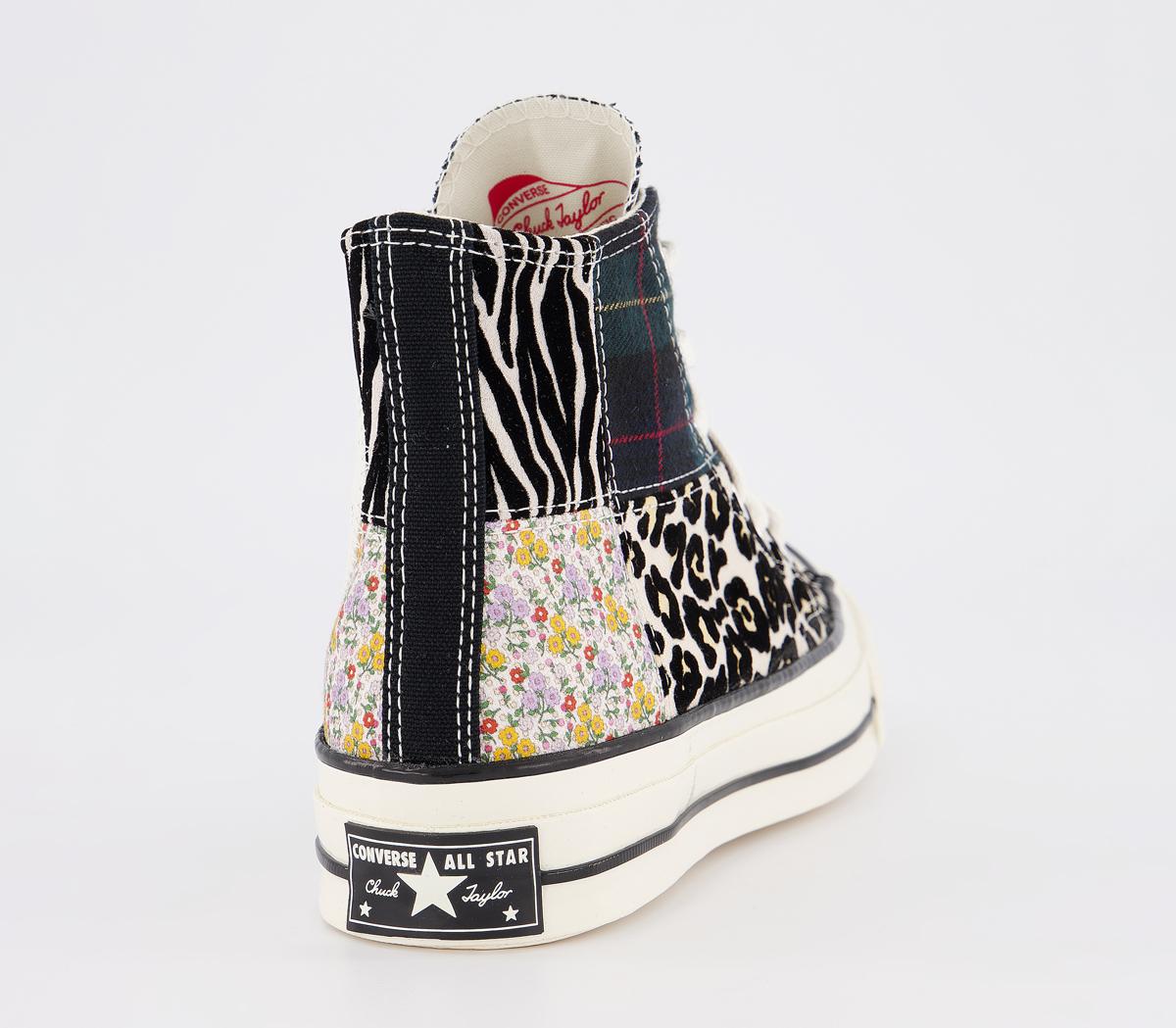 all star hi 70s trainers black leopard tartan egret exclusive