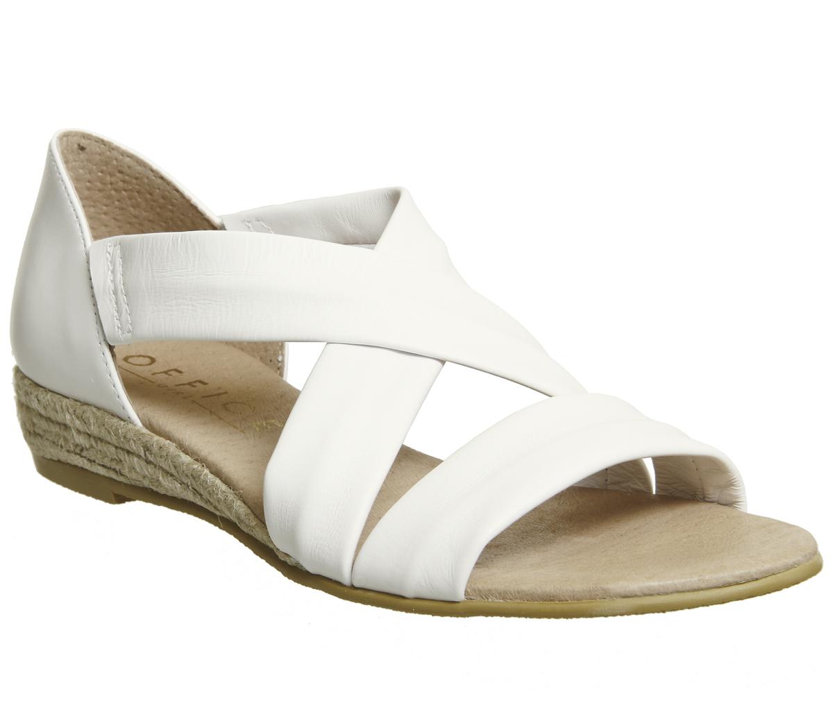 Office Hallie Cross Strap Espadrilles White Leather - Women’s Sandals