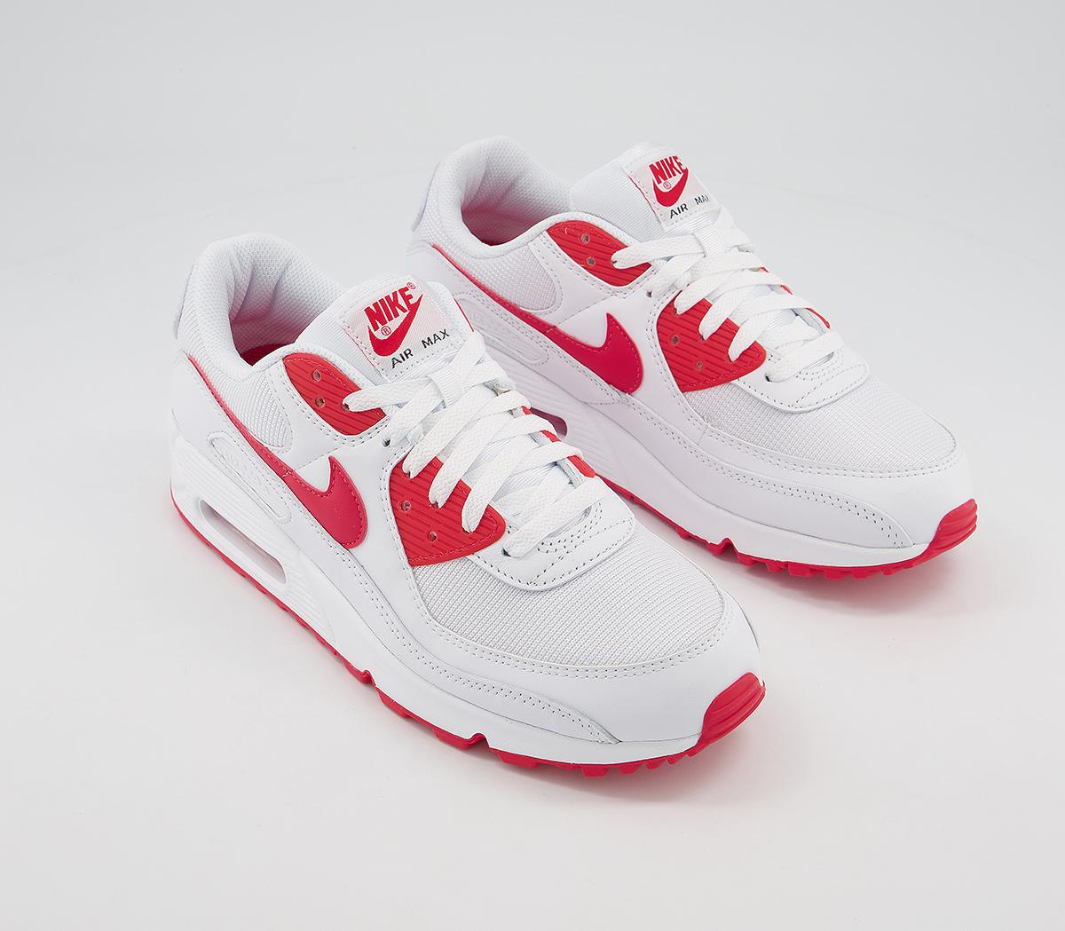 Nike Air Max 90 Trainers White Hyper Red Black - His trainers
