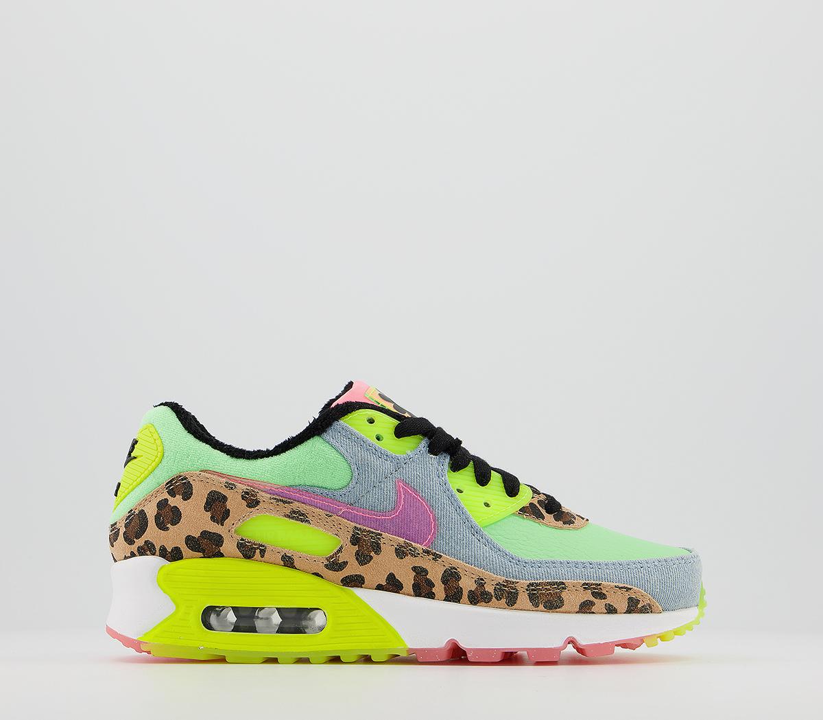nike air max 90 trainers illusion green sunset pulse